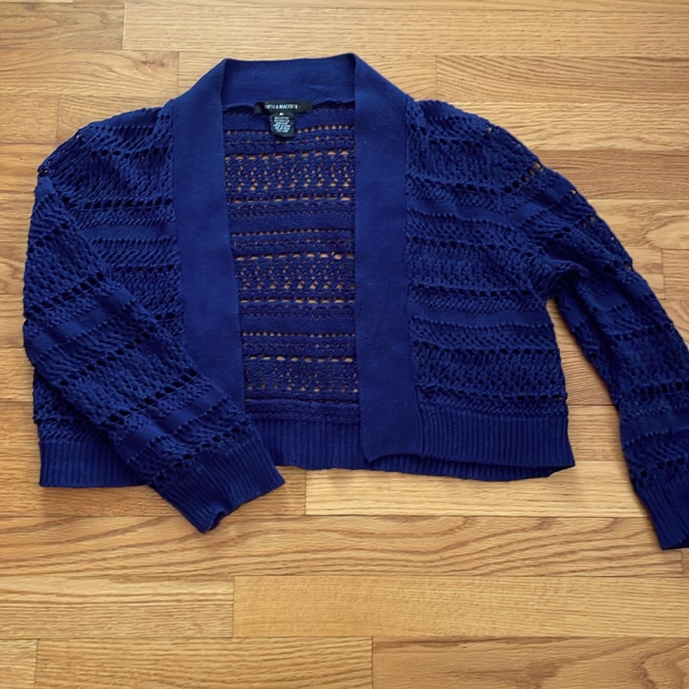 89th & Madison Navy Cropped Cardigan